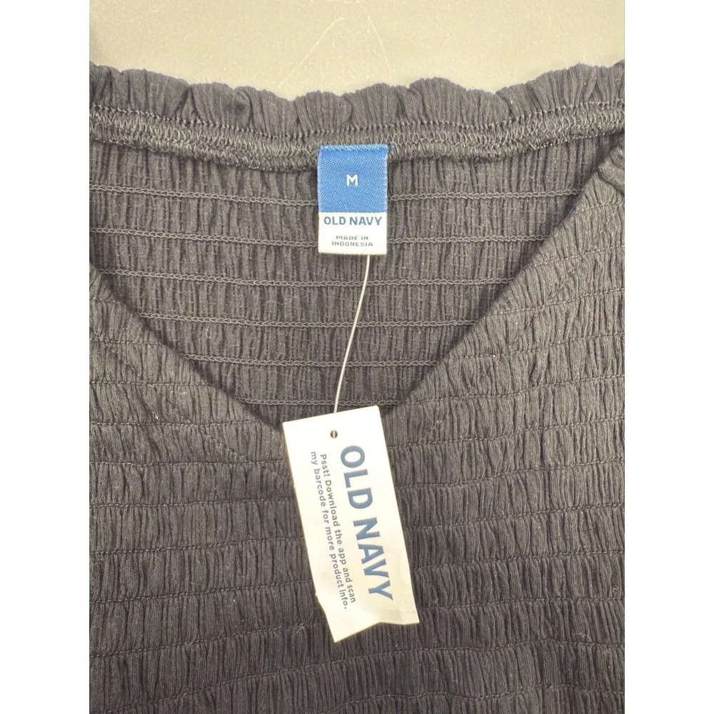 New‎ OLD NAVY Long-Sleeve Smocked Peplum Top V-neck Sz Medium #21 - Picture 7 of 7